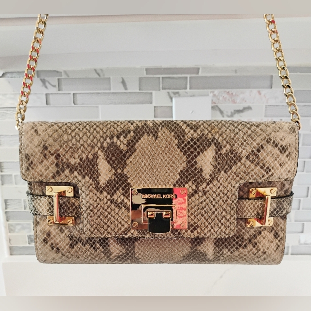 Michael Kors Snakeskin Embossed Shoulder Bag LIKE NEW